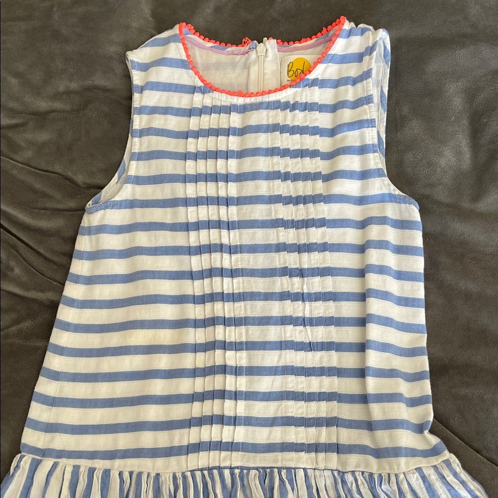 Mini Biden Blue and White Striped Kids Sleeveless dress